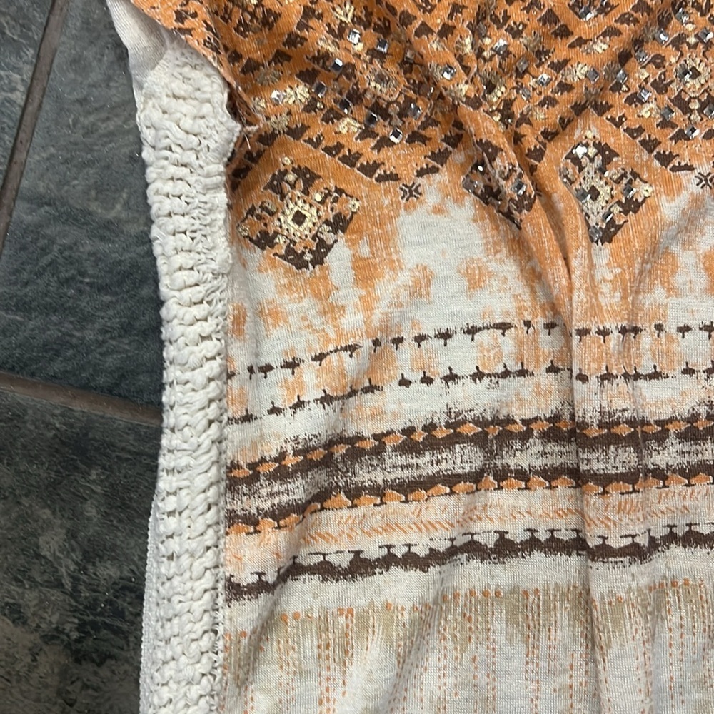 Miss Me Orange and Cream Relaxed Blouse - Picture 6 of 6